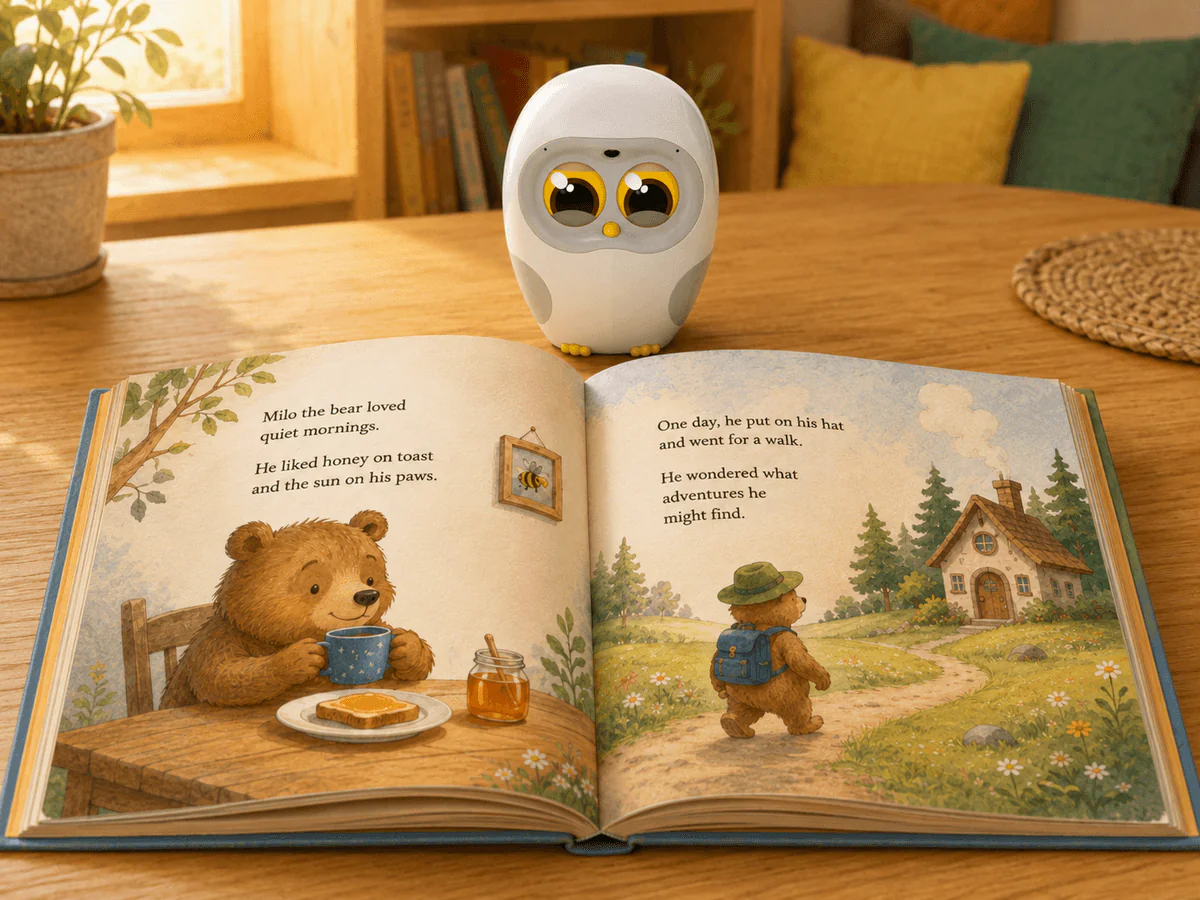 Luka placed beside an open picture book