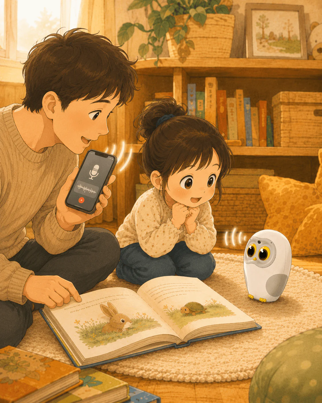 Parent recording a voice clip for Luka