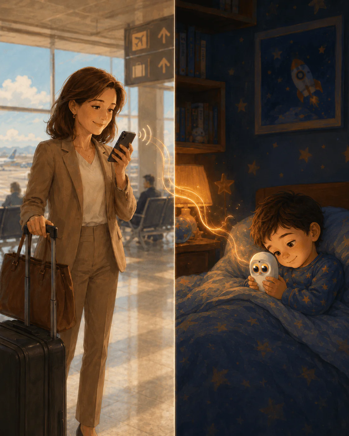 Parent sending a message from their phone to Luka